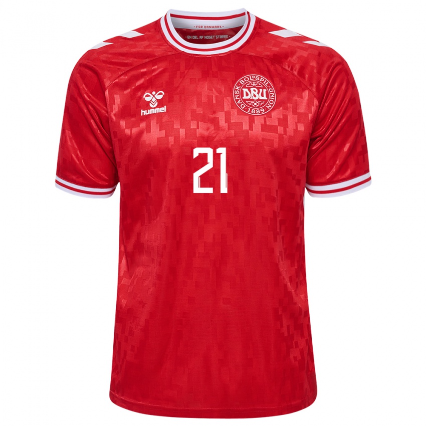 Hombre Camiseta Dinamarca Mille Gejl #21 Rojo 1ª Equipación 24-26 La Camisa