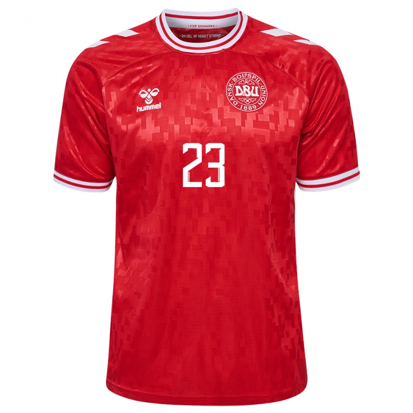 Hombre Camiseta Dinamarca Pierre Emile Hojbjerg #23 Rojo 1ª Equipación 24-26 La Camisa