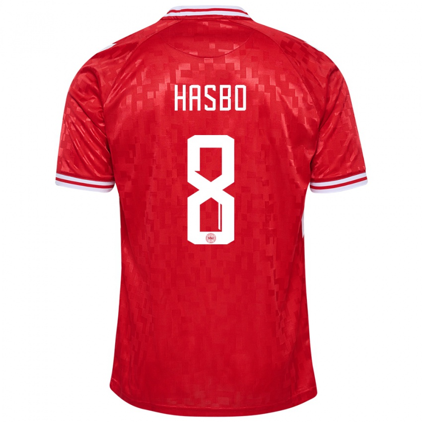 Hombre Camiseta Dinamarca Josefine Hasbo #8 Rojo 1ª Equipación 24-26 La Camisa