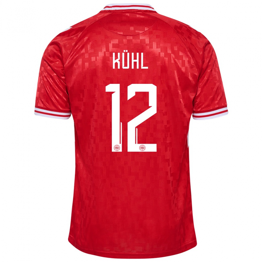 Hombre Camiseta Dinamarca Kathrine Kuhl #12 Rojo 1ª Equipación 24-26 La Camisa