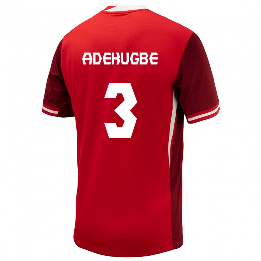 Hombre Camiseta Canadá Samuel Adekugbe #3 Rojo 1ª Equipación 24-26 La Camisa