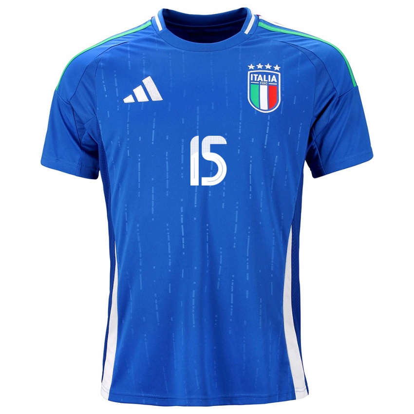 Hombre Camiseta Italia Francesco Acerbi #15 Azul 1ª Equipación 24-26 La Camisa