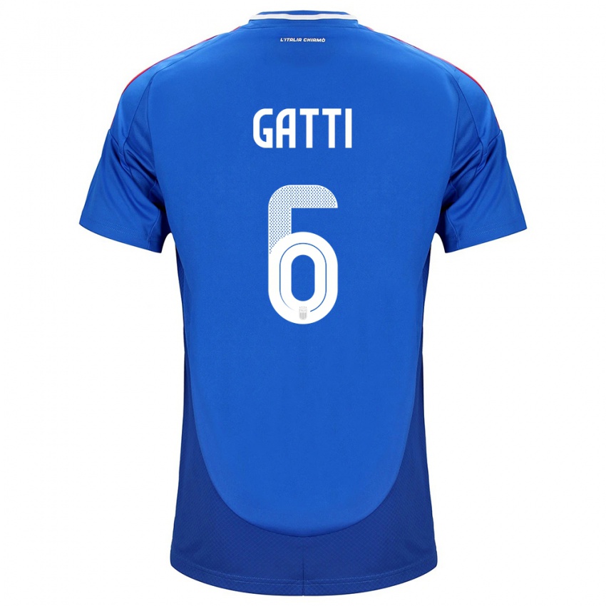 Hombre Camiseta Italia Federico Gatti #6 Azul 1ª Equipación 24-26 La Camisa