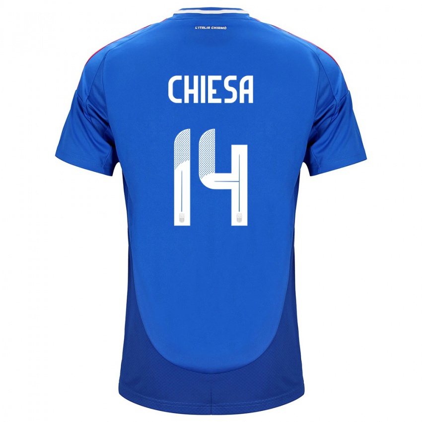 Hombre Camiseta Italia Federico Chiesa #14 Azul 1ª Equipación 24-26 La Camisa