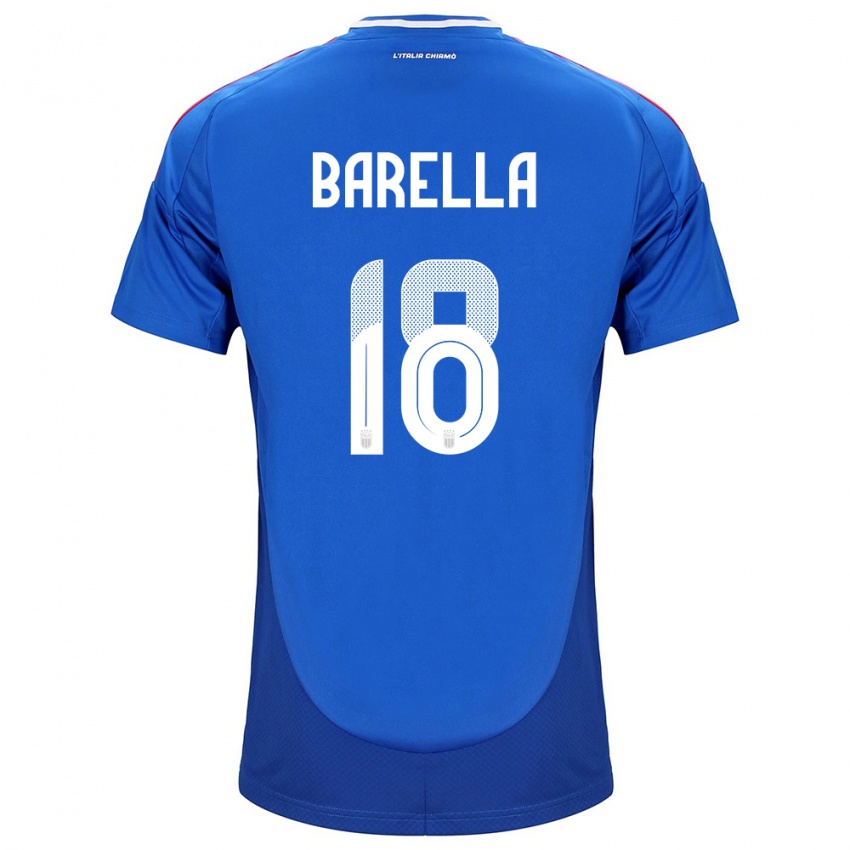 Hombre Camiseta Italia Nicolò Barella #18 Azul 1ª Equipación 24-26 La Camisa