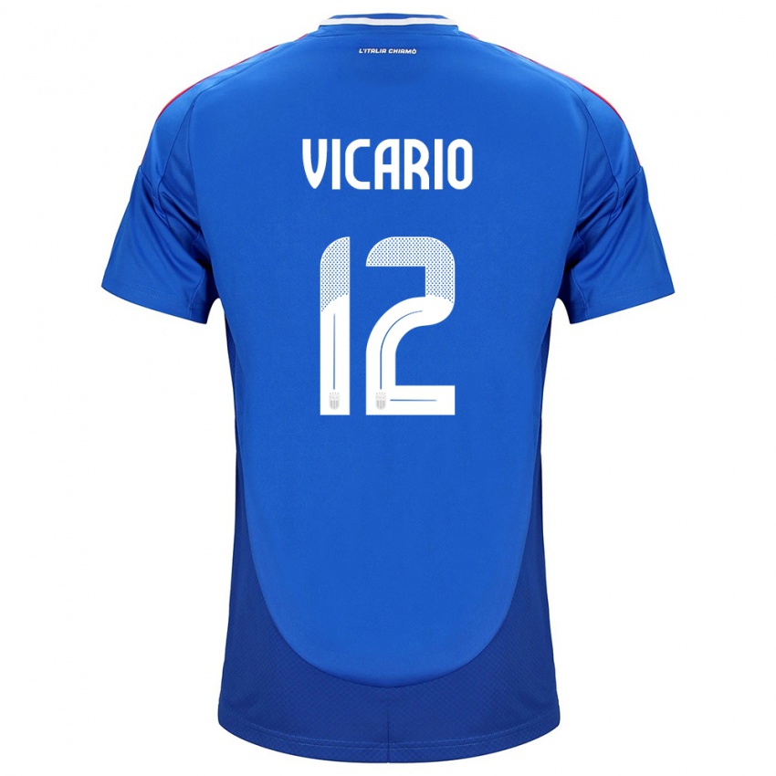 Hombre Camiseta Italia Guglielmo Vicario #12 Azul 1ª Equipación 24-26 La Camisa