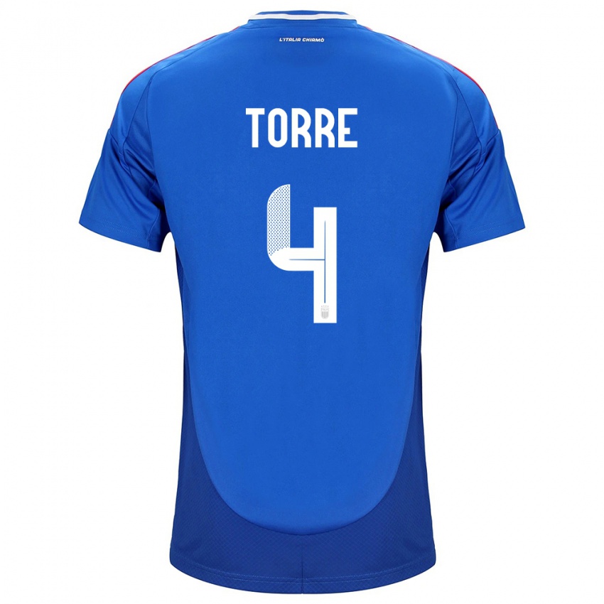 Hombre Camiseta Italia Pietro La Torre #4 Azul 1ª Equipación 24-26 La Camisa