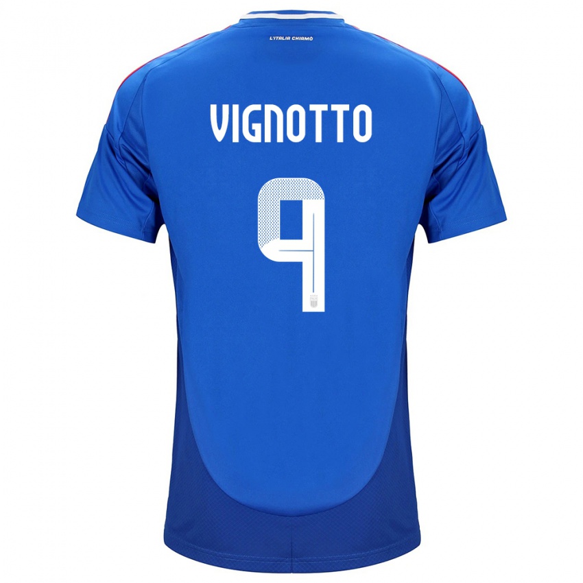 Hombre Camiseta Italia Elisabetta Vignotto #9 Azul 1ª Equipación 24-26 La Camisa