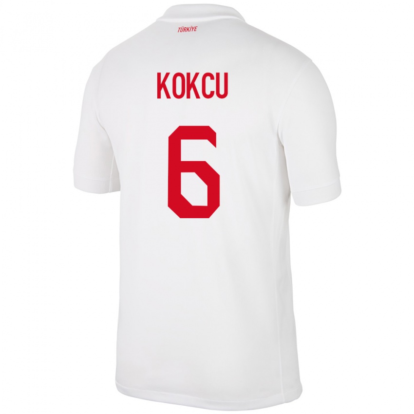 Hombre Camiseta Turquía Orkun Kökçü #6 Blanco 1ª Equipación 24-26 La Camisa