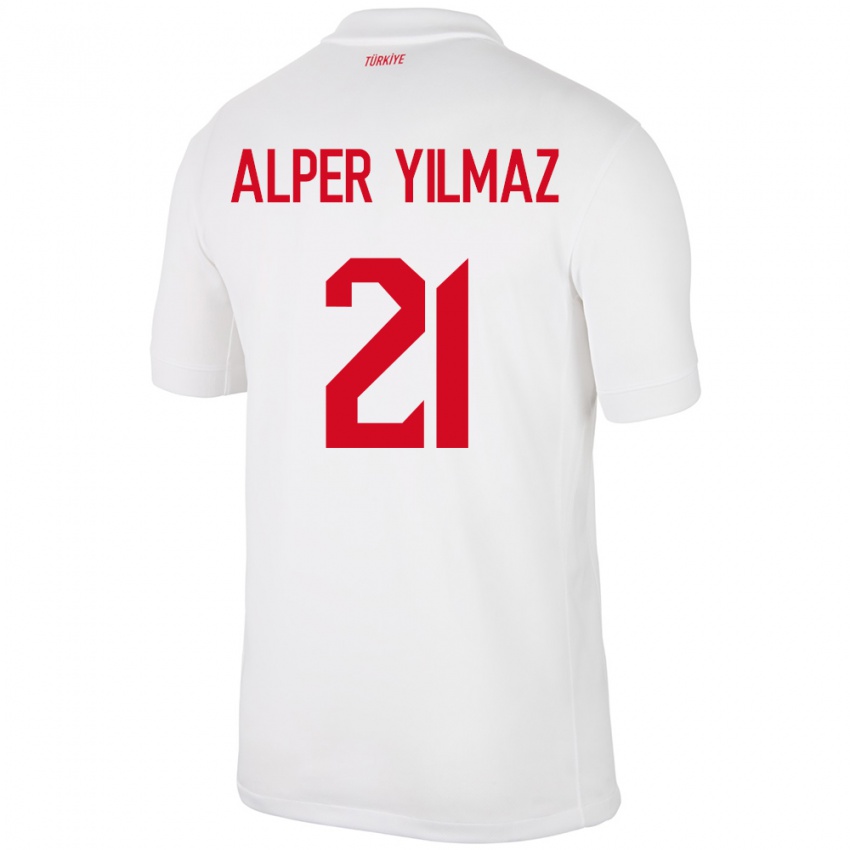 Hombre Camiseta Turquía Barış Alper Yılmaz #21 Blanco 1ª Equipación 24-26 La Camisa