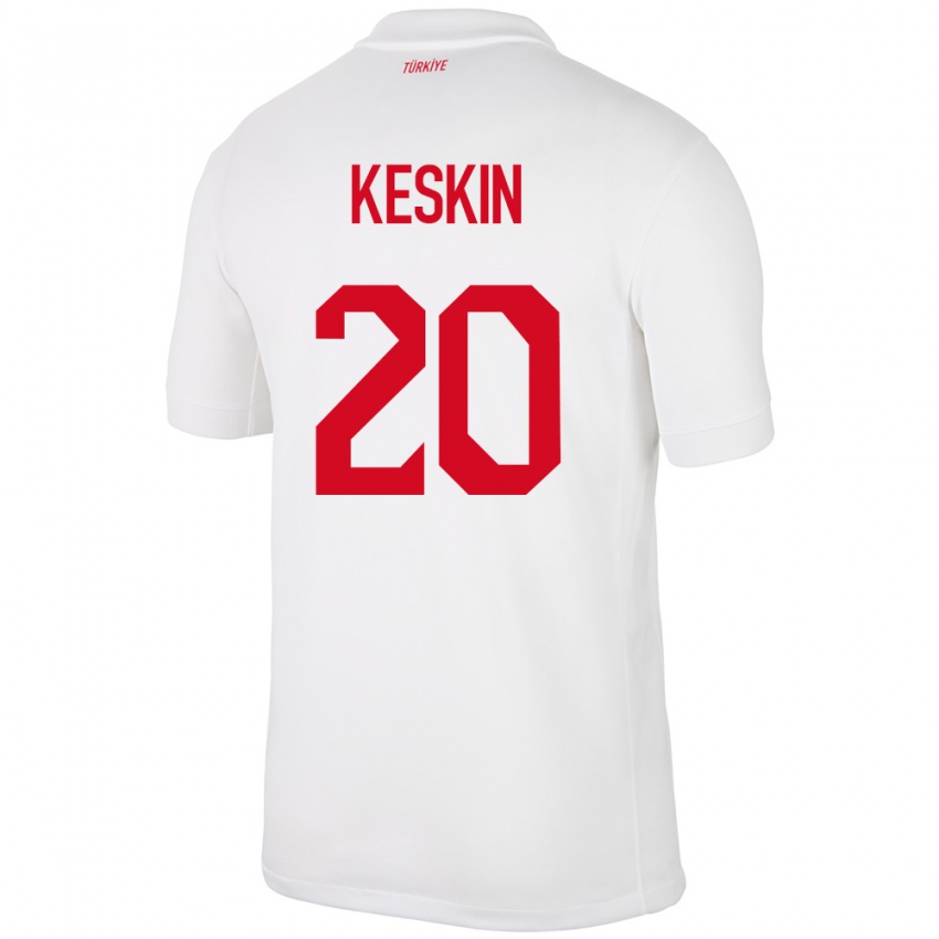 Hombre Camiseta Turquía Elif Keskin #20 Blanco 1ª Equipación 24-26 La Camisa