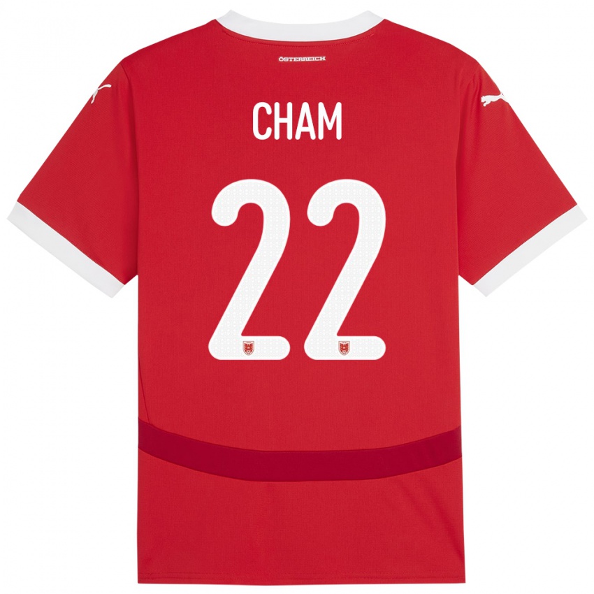 Hombre Camiseta Austria Muhammed Cham #22 Rojo 1ª Equipación 24-26 La Camisa