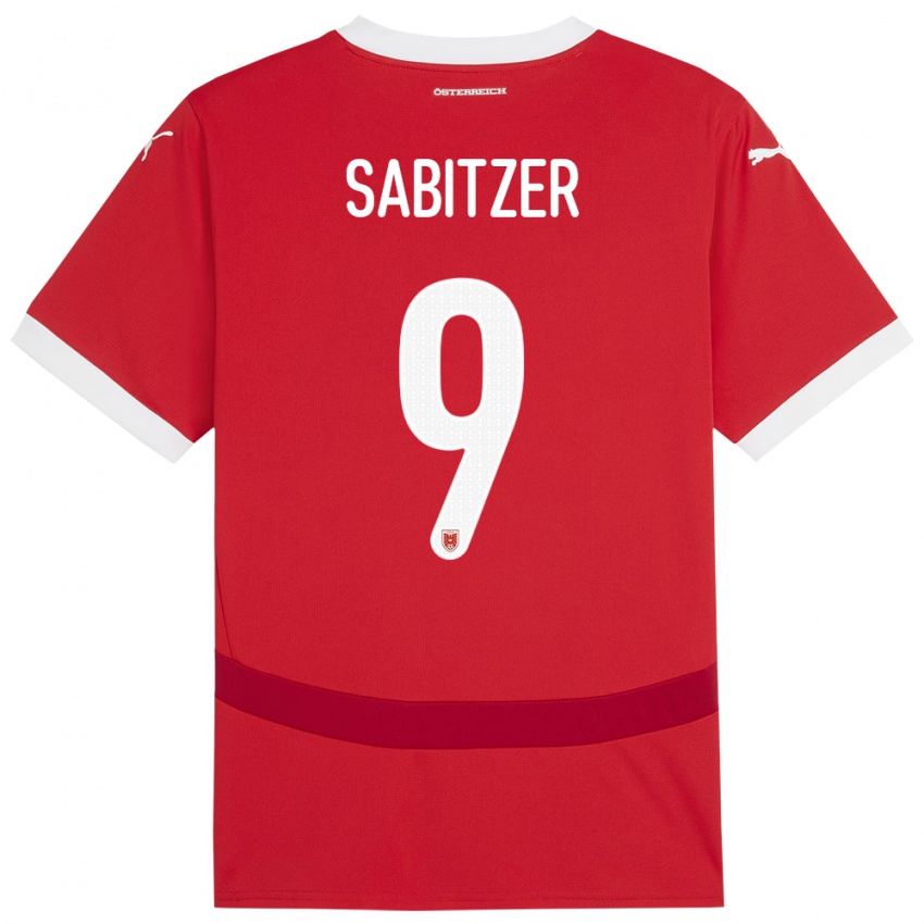 Hombre Camiseta Austria Marcel Sabitzer #9 Rojo 1ª Equipación 24-26 La Camisa