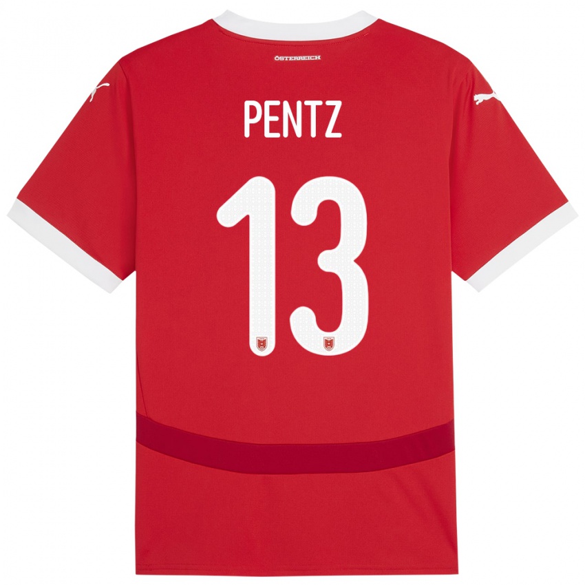 Hombre Camiseta Austria Patrick Pentz #13 Rojo 1ª Equipación 24-26 La Camisa