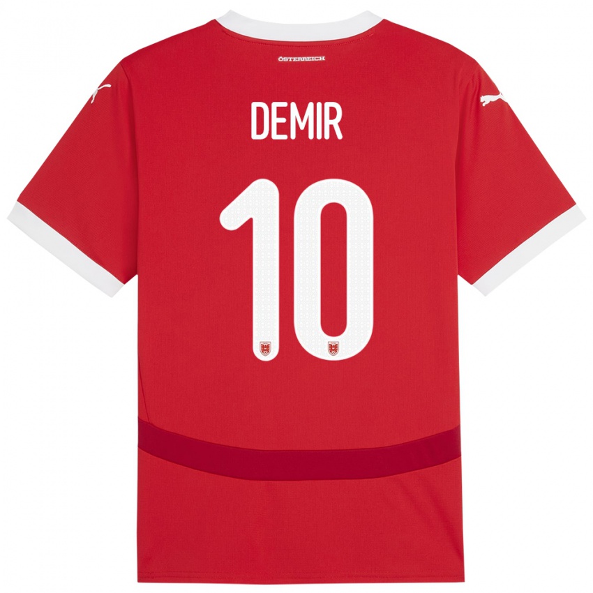 Hombre Camiseta Austria Yusuf Demir #10 Rojo 1ª Equipación 24-26 La Camisa