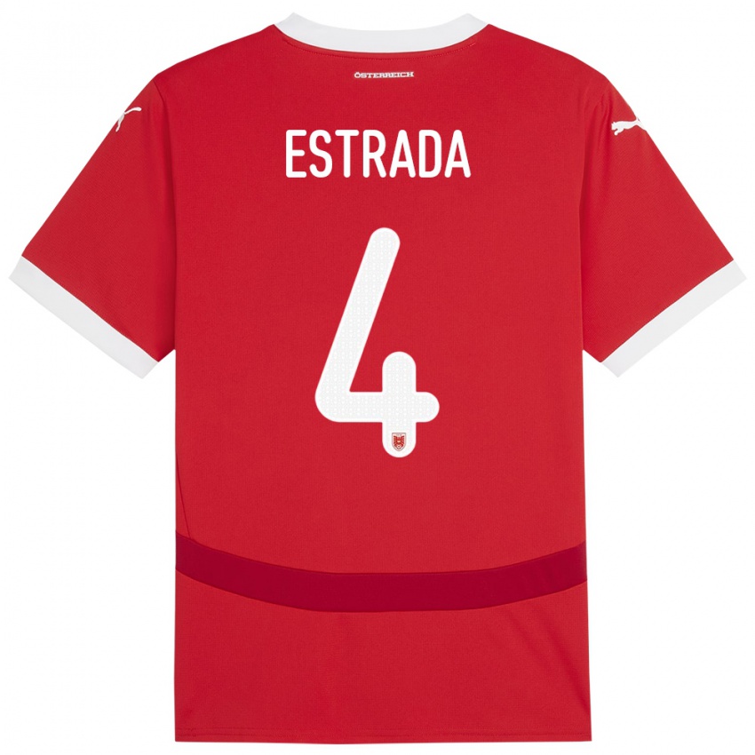 Hombre Camiseta Austria Pascal Estrada #4 Rojo 1ª Equipación 24-26 La Camisa