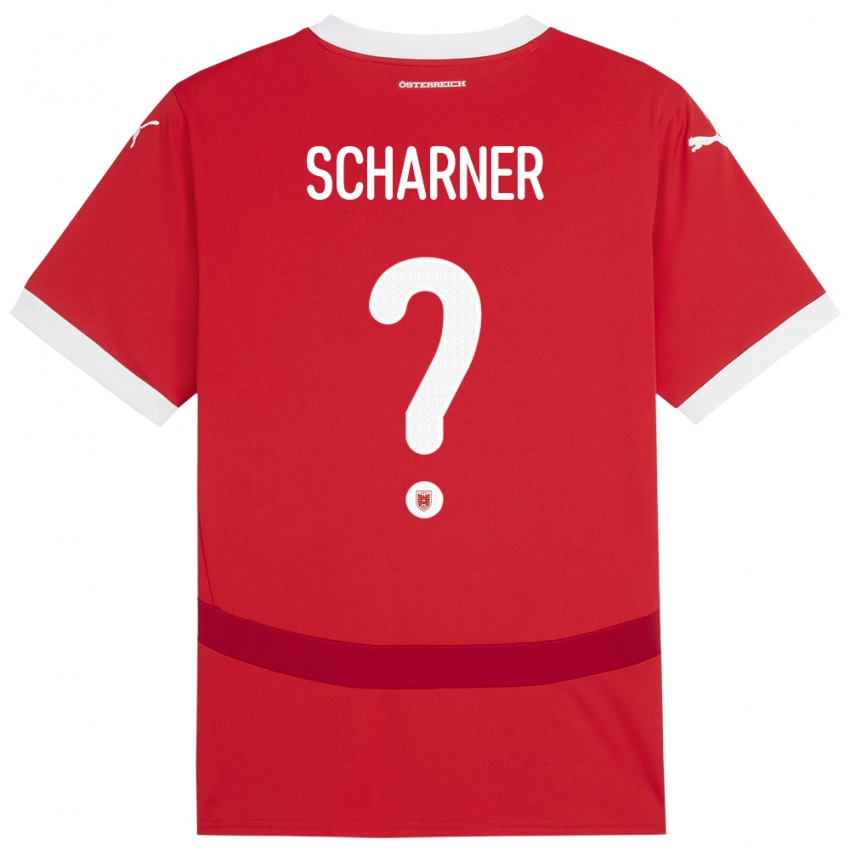 Hombre Camiseta Austria Benedict Scharner #0 Rojo 1ª Equipación 24-26 La Camisa