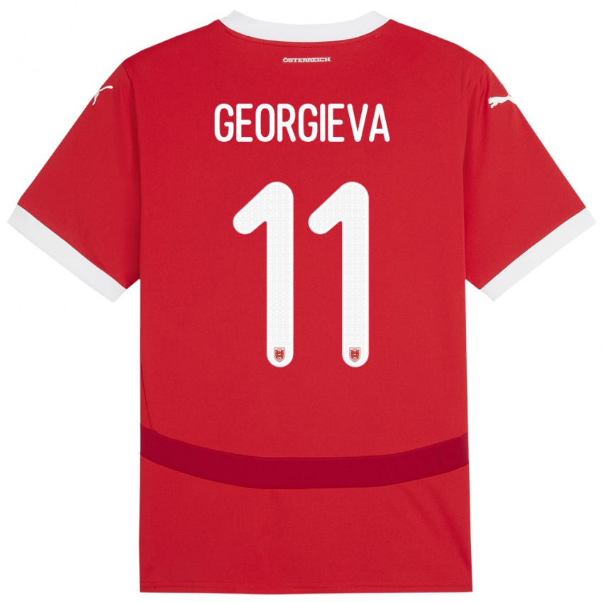 Hombre Camiseta Austria Marina Georgieva #11 Rojo 1ª Equipación 24-26 La Camisa