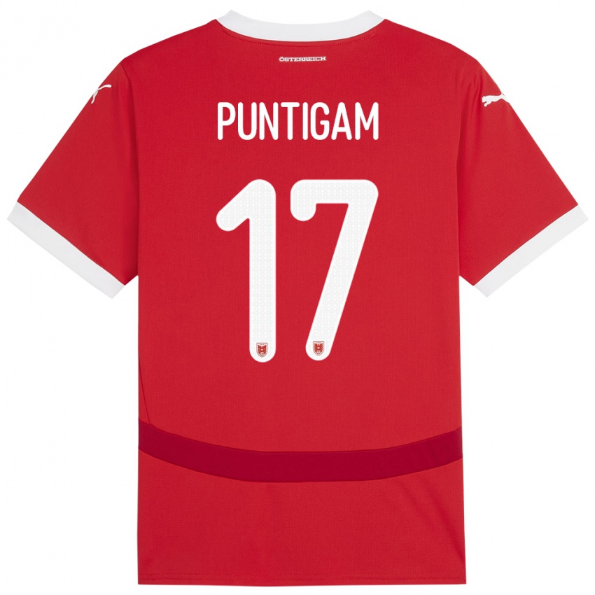 Hombre Camiseta Austria Sarah Puntigam #17 Rojo 1ª Equipación 24-26 La Camisa