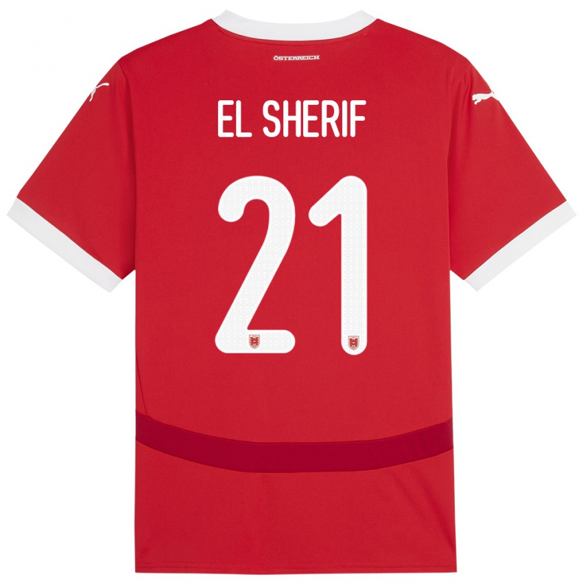 Hombre Camiseta Austria Mariella El Sherif #21 Rojo 1ª Equipación 24-26 La Camisa