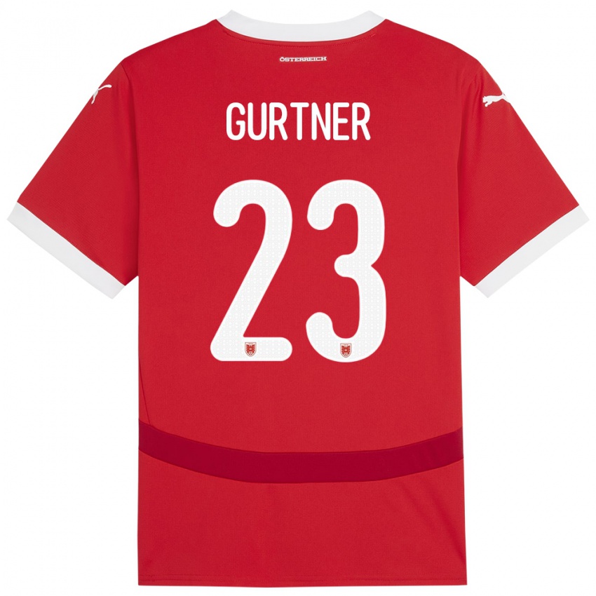 Hombre Camiseta Austria Andrea Gurtner #23 Rojo 1ª Equipación 24-26 La Camisa