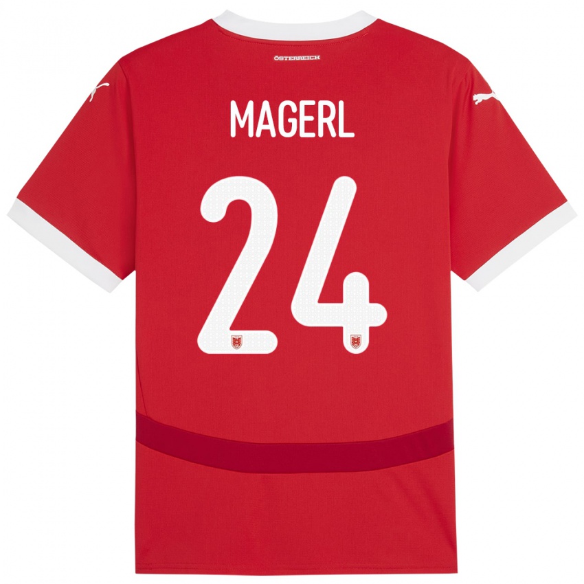 Hombre Camiseta Austria Julia Magerl #24 Rojo 1ª Equipación 24-26 La Camisa