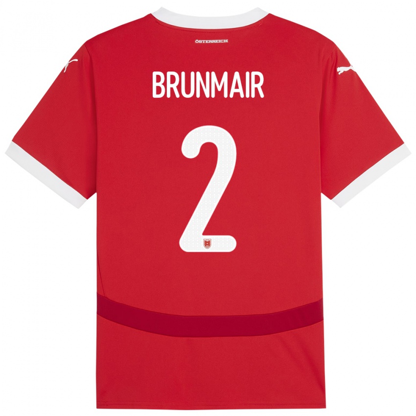 Hombre Camiseta Austria Livia Brunmair #2 Rojo 1ª Equipación 24-26 La Camisa