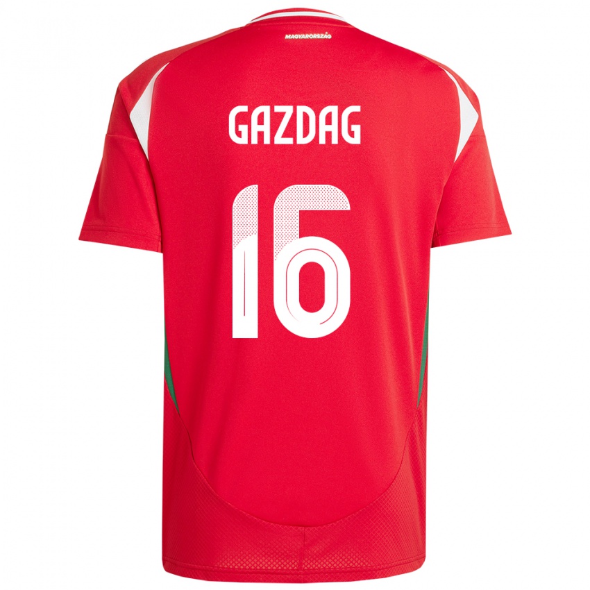 Hombre Camiseta Hungría Dániel Gazdag #16 Rojo 1ª Equipación 24-26 La Camisa