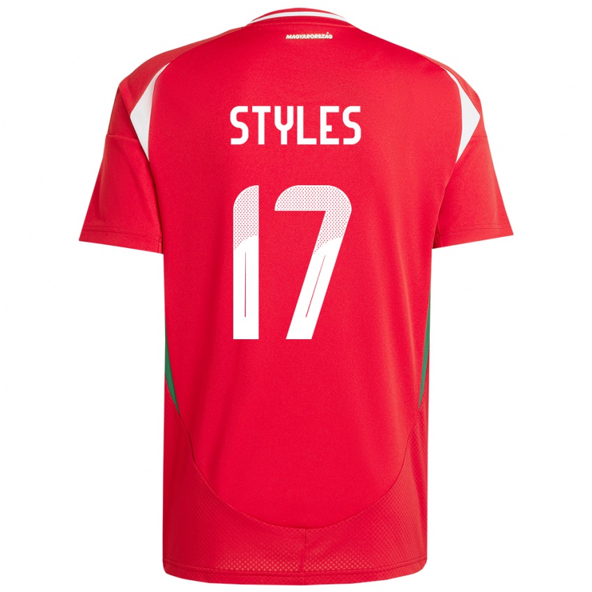 Hombre Camiseta Hungría Callum Styles #17 Rojo 1ª Equipación 24-26 La Camisa