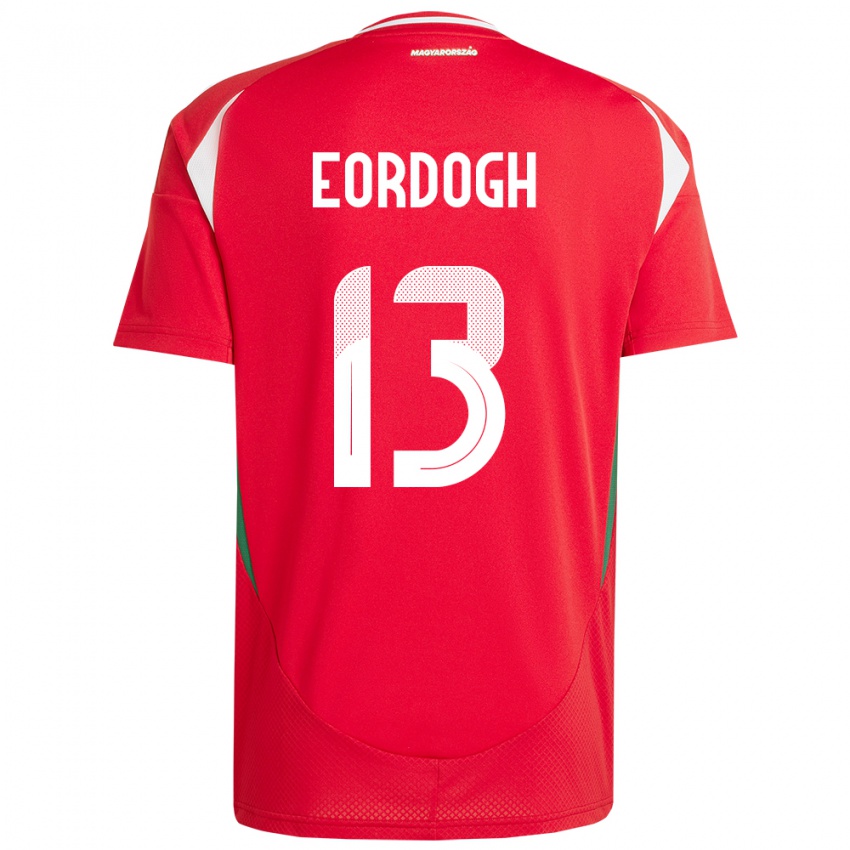 Hombre Camiseta Hungría András Eördögh #13 Rojo 1ª Equipación 24-26 La Camisa