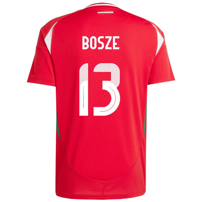 Hombre Camiseta Hungría Levente Bősze #13 Rojo 1ª Equipación 24-26 La Camisa