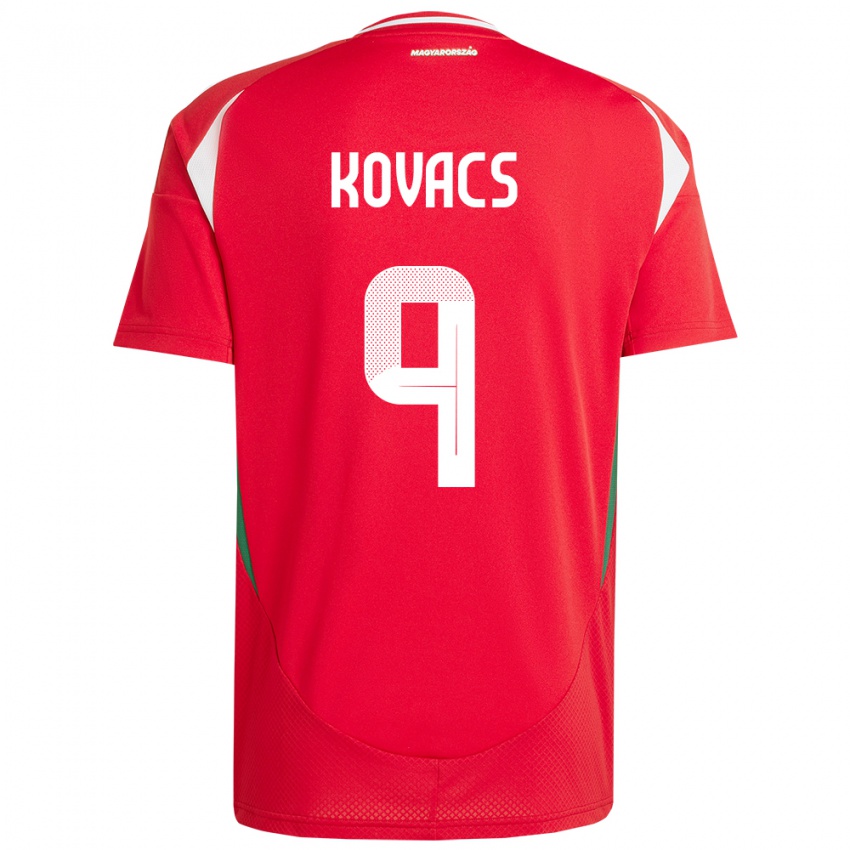 Hombre Camiseta Hungría Patrik Kovács #9 Rojo 1ª Equipación 24-26 La Camisa