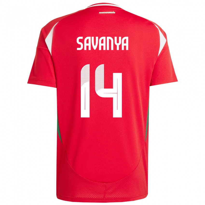 Hombre Camiseta Hungría Csilla Savanya #14 Rojo 1ª Equipación 24-26 La Camisa