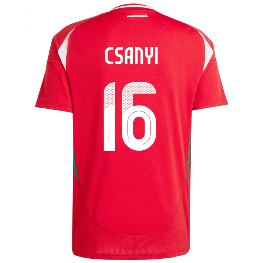 Hombre Camiseta Hungría Diána Csányi #16 Rojo 1ª Equipación 24-26 La Camisa