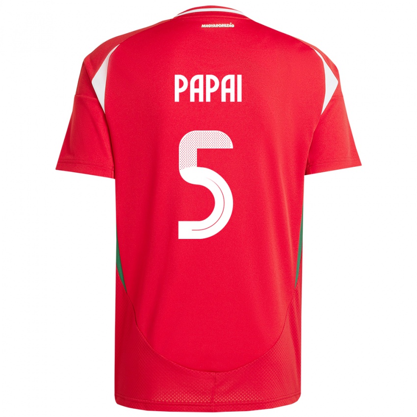 Hombre Camiseta Hungría Emőke Pápai #5 Rojo 1ª Equipación 24-26 La Camisa