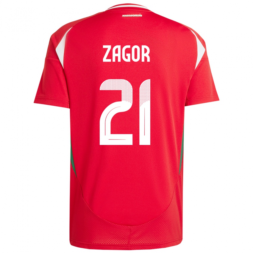 Hombre Camiseta Hungría Bernadett Zágor #21 Rojo 1ª Equipación 24-26 La Camisa