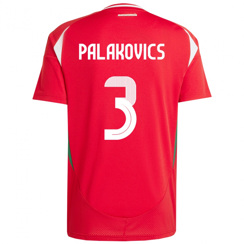 Hombre Camiseta Hungría Laura Palakovics #3 Rojo 1ª Equipación 24-26 La Camisa