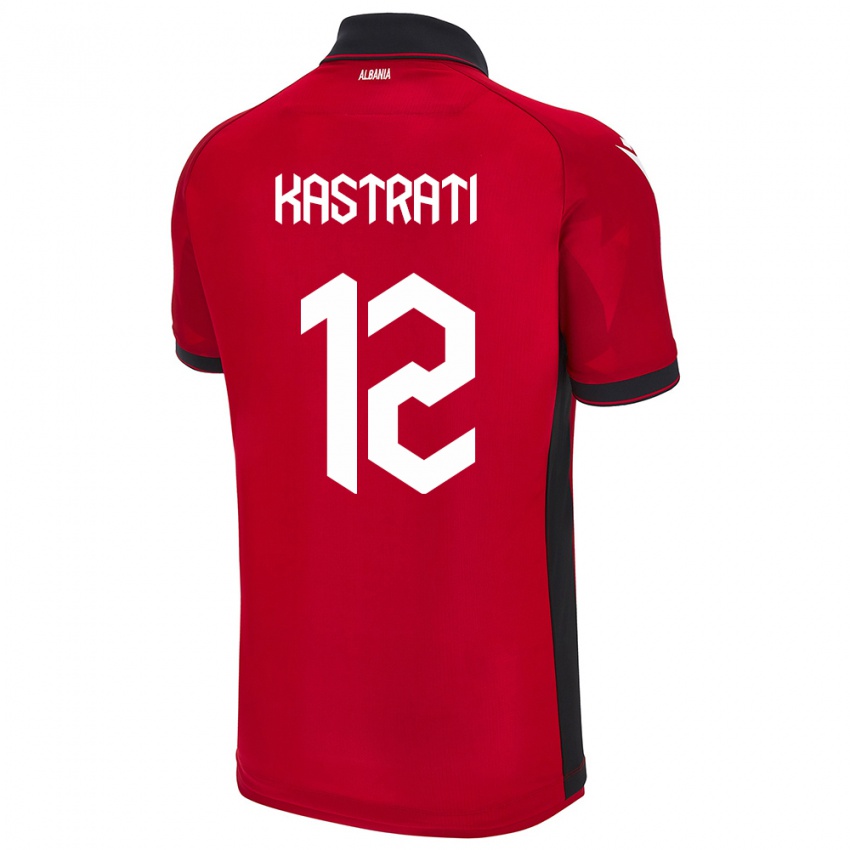 Hombre Camiseta Albania Elhan Kastrati #12 Rojo 1ª Equipación 24-26 La Camisa