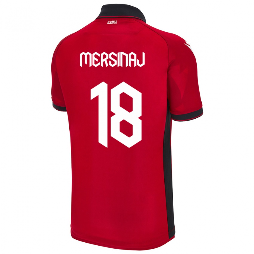 Hombre Camiseta Albania Jon Mersinaj #18 Rojo 1ª Equipación 24-26 La Camisa