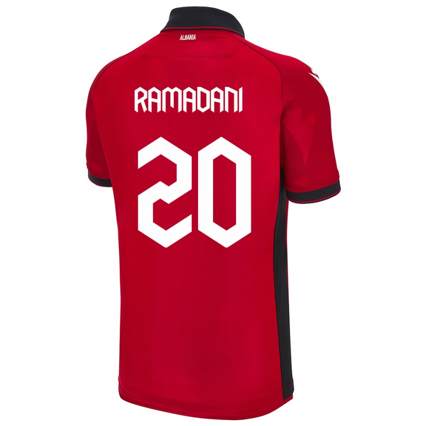 Hombre Camiseta Albania Ylber Ramadani #20 Rojo 1ª Equipación 24-26 La Camisa