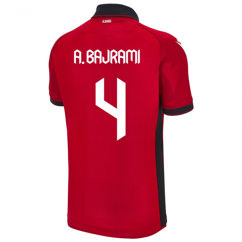 Hombre Camiseta Albania Adrian Bajrami #4 Rojo 1ª Equipación 24-26 La Camisa