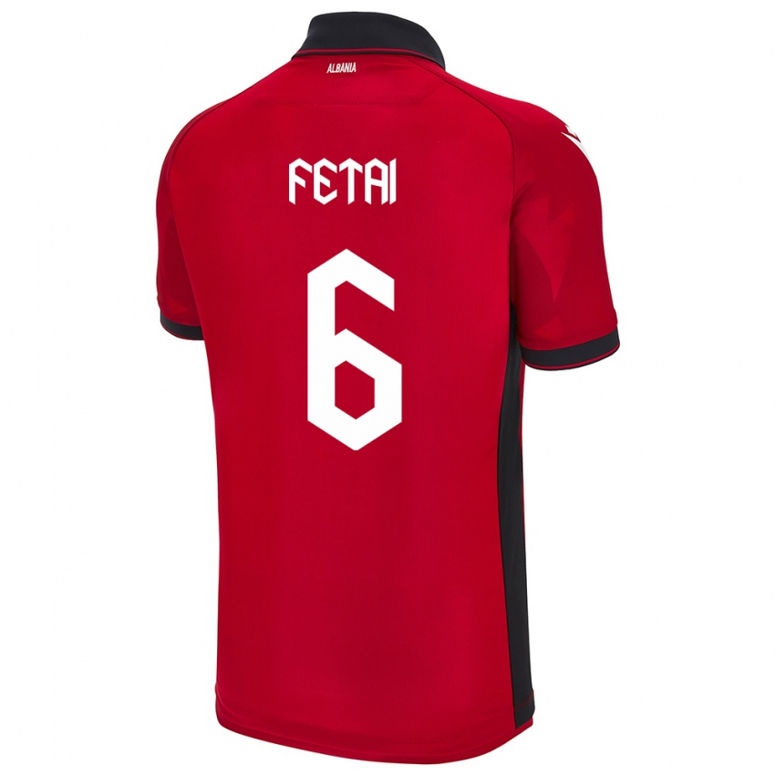 Hombre Camiseta Albania Feta Fetai #6 Rojo 1ª Equipación 24-26 La Camisa