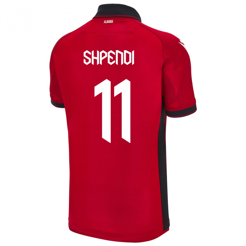 Hombre Camiseta Albania Stiven Shpendi #11 Rojo 1ª Equipación 24-26 La Camisa