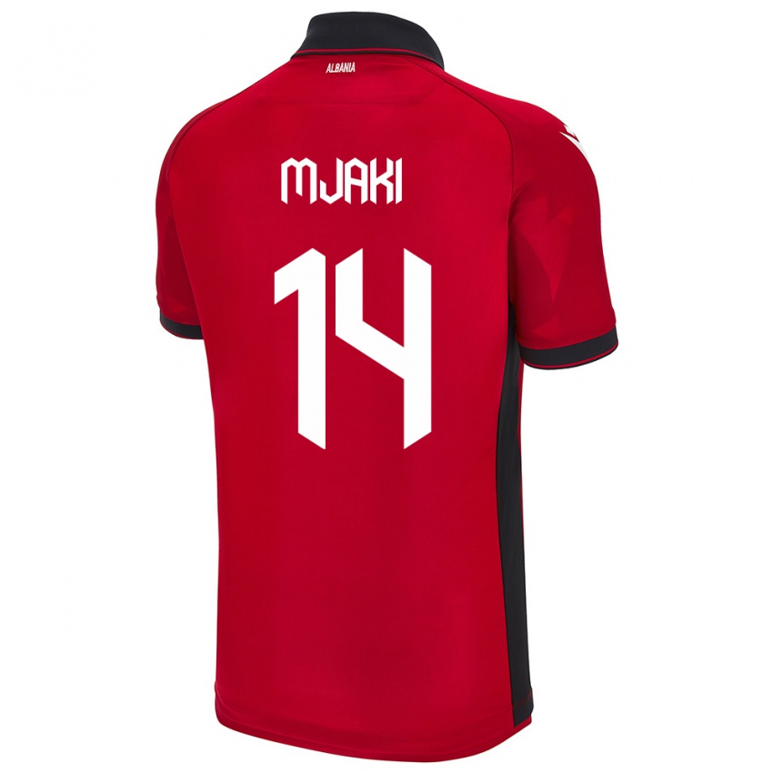 Hombre Camiseta Albania Agan Mjaki #14 Rojo 1ª Equipación 24-26 La Camisa