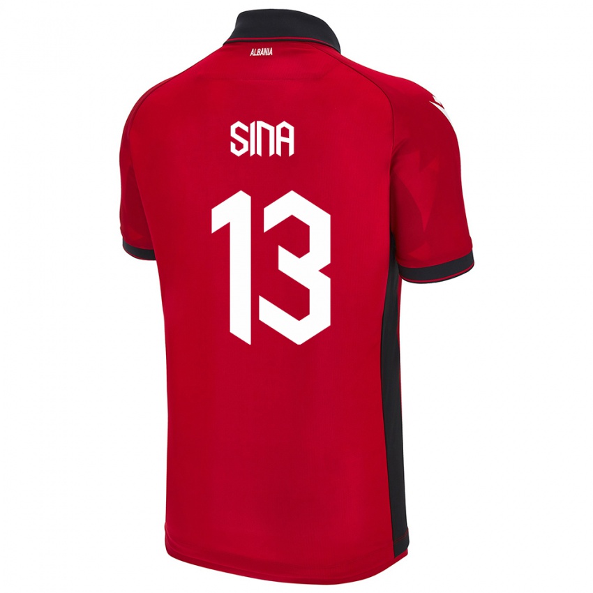 Hombre Camiseta Albania Samuele Sina #13 Rojo 1ª Equipación 24-26 La Camisa