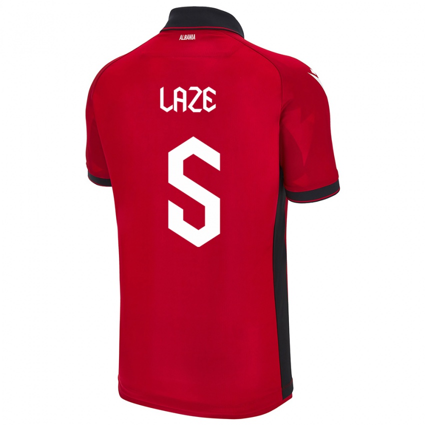 Hombre Camiseta Albania Jetmir Laze #5 Rojo 1ª Equipación 24-26 La Camisa