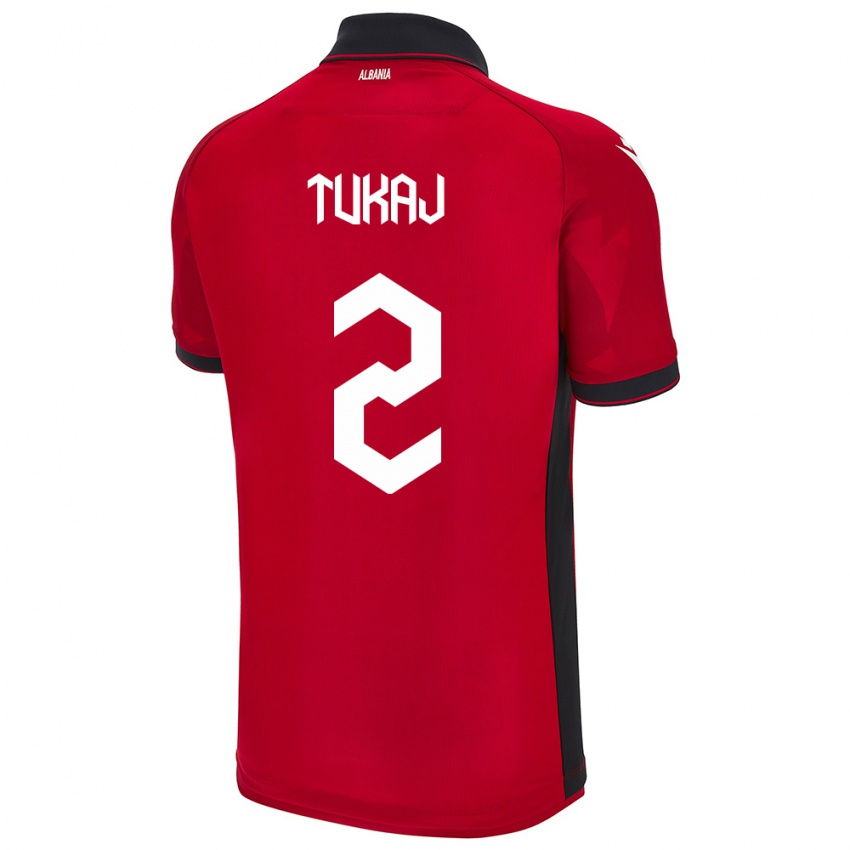 Hombre Camiseta Albania Armera Tukaj #2 Rojo 1ª Equipación 24-26 La Camisa