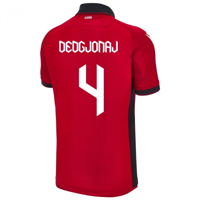 Hombre Camiseta Albania Leonora Dedgjonaj #4 Rojo 1ª Equipación 24-26 La Camisa