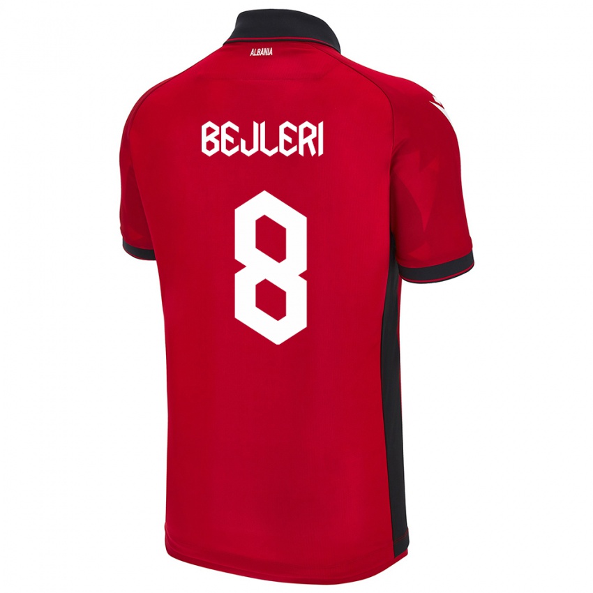 Hombre Camiseta Albania Markela Bejleri #8 Rojo 1ª Equipación 24-26 La Camisa