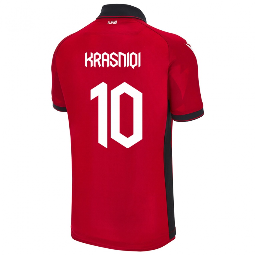 Hombre Camiseta Albania Qëndresa Krasniqi #10 Rojo 1ª Equipación 24-26 La Camisa